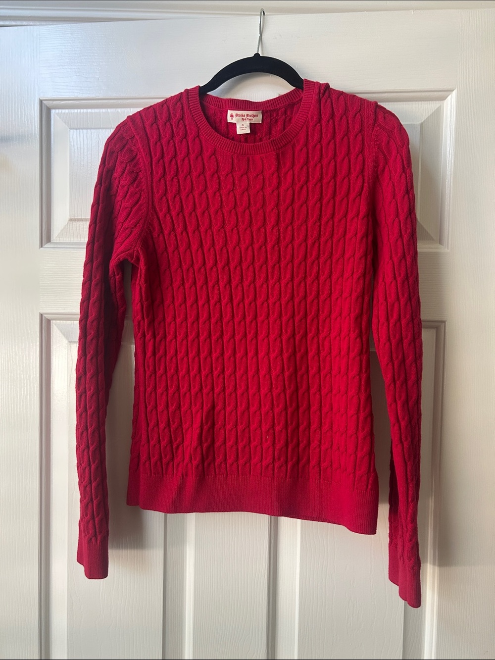 Women’s Brooks Brothers Red Cable Knit Sweater - Classic Crew Neck